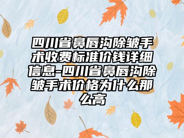 四川省鼻唇沟除皱手术收费标准价钱详细信息-四川省鼻唇沟除皱手术价格为什么那么高