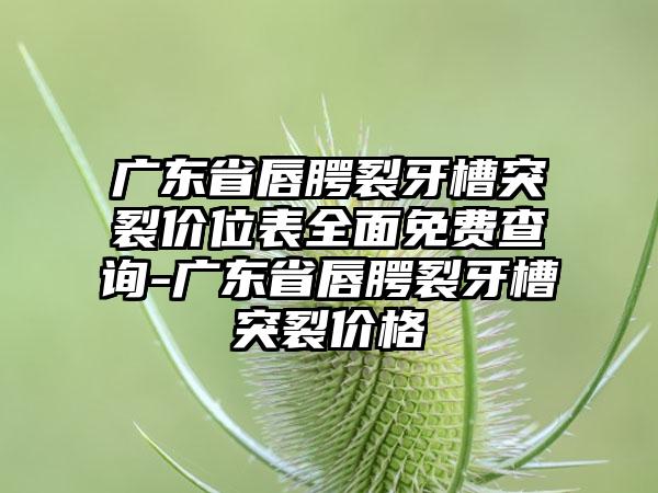 广东省唇腭裂牙槽突裂价位表全面免费查询-广东省唇腭裂牙槽突裂价格