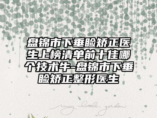 盘锦市下垂睑矫正医生上榜清单前十佳哪个技术牛-盘锦市下垂睑矫正整形医生