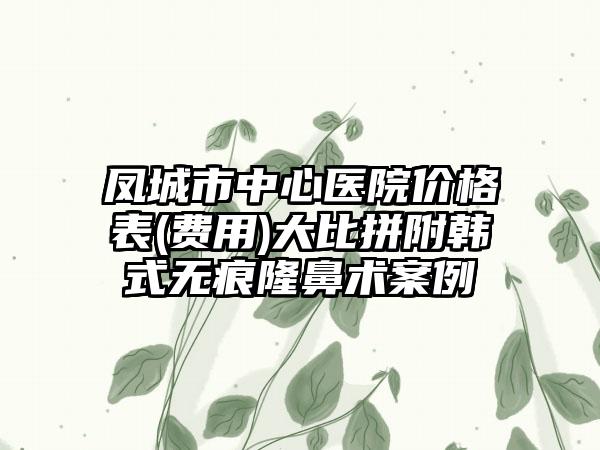 凤城市中心医院价格表(费用)大比拼附韩式无痕隆鼻术案例