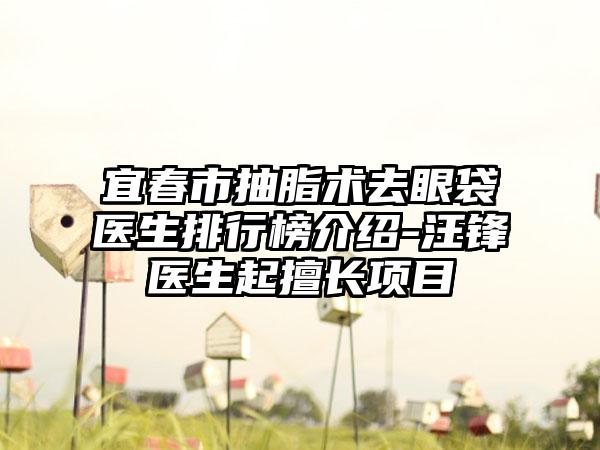 宜春市抽脂术去眼袋医生排行榜介绍-汪锋医生起擅长项目