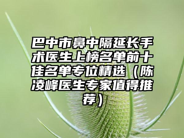 巴中市鼻中隔延长手术医生上榜名单前十佳名单专位精选（陈凌峰医生专家值得推荐）