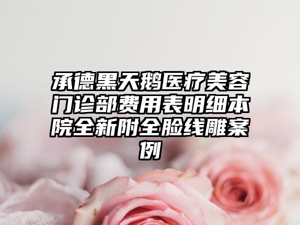 承德黑天鹅医疗美容门诊部费用表明细本院全新附全脸线雕案例