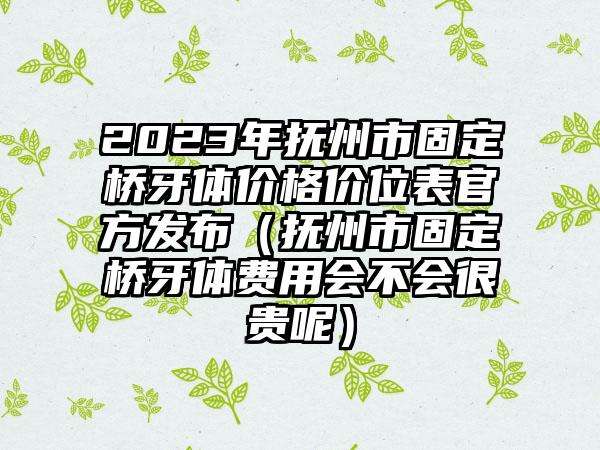 2023年抚州市固定桥牙体价格价位表官方发布（抚州市固定桥牙体费用会不会很贵呢）