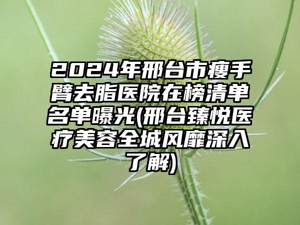 2024年邢台市瘦手臂去脂医院在榜清单名单曝光(邢台臻悦医疗美容全城风靡深入了解)