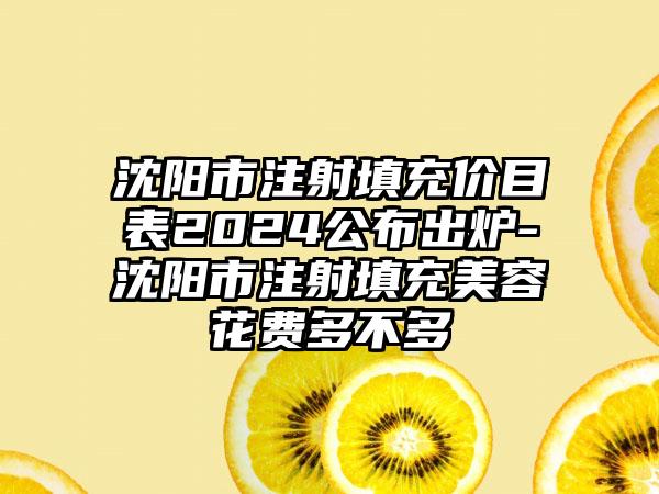 沈阳市注射填充价目表2024公布出炉-沈阳市注射填充美容花费多不多