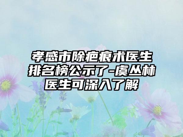 孝感市除疤痕术医生排名榜公示了-虞丛林医生可深入了解