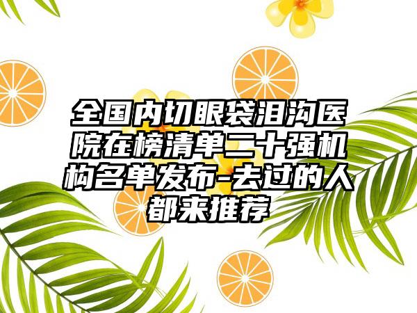全国内切眼袋泪沟医院在榜清单二十强机构名单发布-去过的人都来推荐