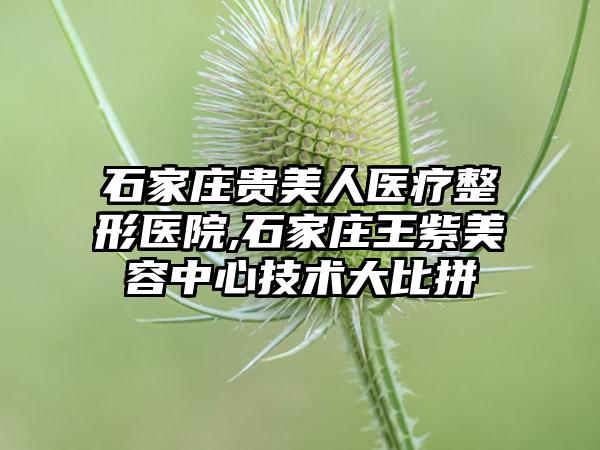 石家庄贵美人医疗整形医院,石家庄王紫美容中心技术大比拼