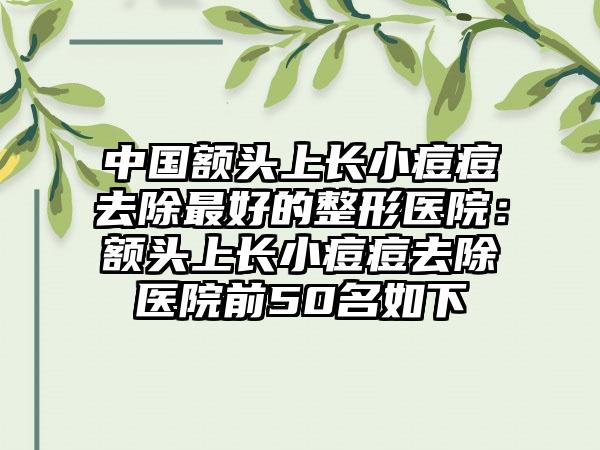 中国额头上长小痘痘去除最好的整形医院：额头上长小痘痘去除医院前50名如下