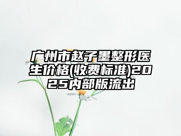 广州市赵子墨整形医生价格(收费标准)2025内部版流出