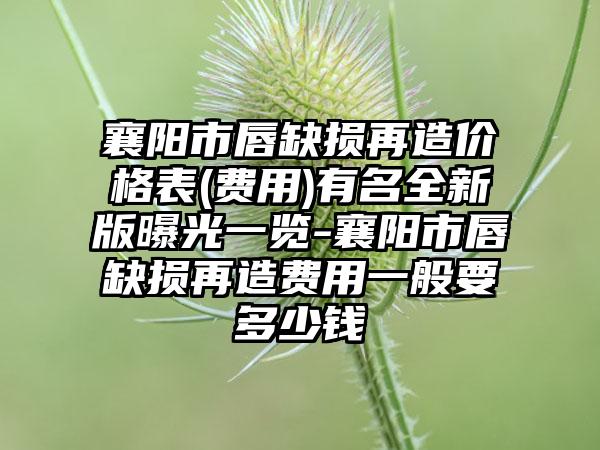 襄阳市唇缺损再造价格表(费用)有名全新版曝光一览-襄阳市唇缺损再造费用一般要多少钱