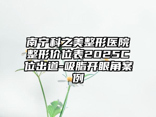 南宁科之美整形医院整形价位表2025C位出道-吸脂开眼角案例