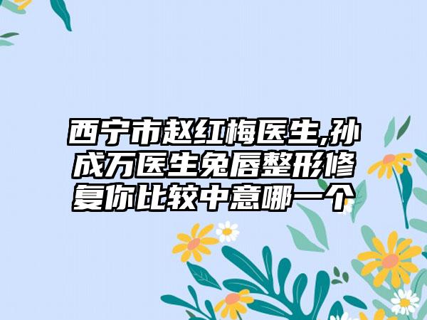 西宁市赵红梅医生,孙成万医生兔唇整形修复你比较中意哪一个