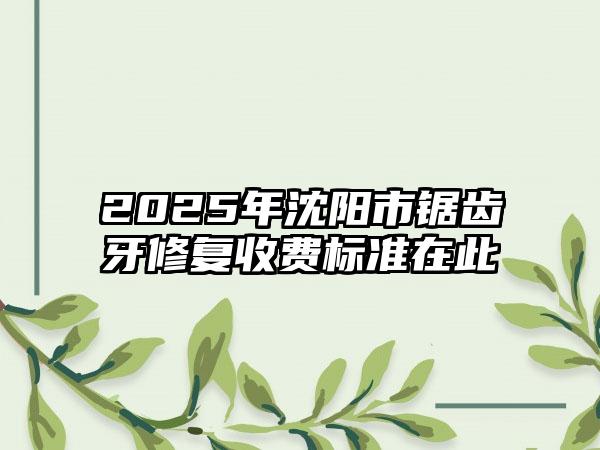 2025年沈阳市锯齿牙修复收费标准在此