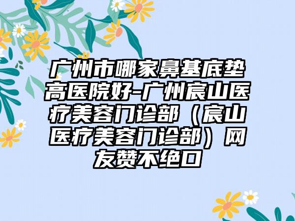 广州市哪家鼻基底垫高医院好-广州宸山医疗美容门诊部（宸山医疗美容门诊部）网友赞不绝口