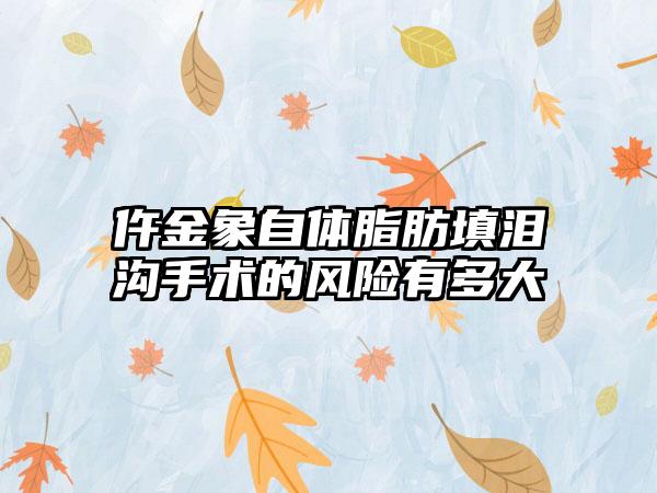 仵金象自体脂肪填泪沟手术的风险有多大