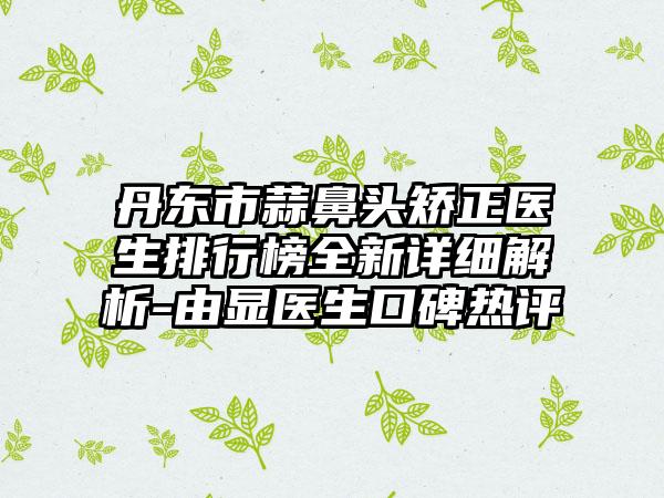丹东市蒜鼻头矫正医生排行榜全新详细解析-由显医生口碑热评