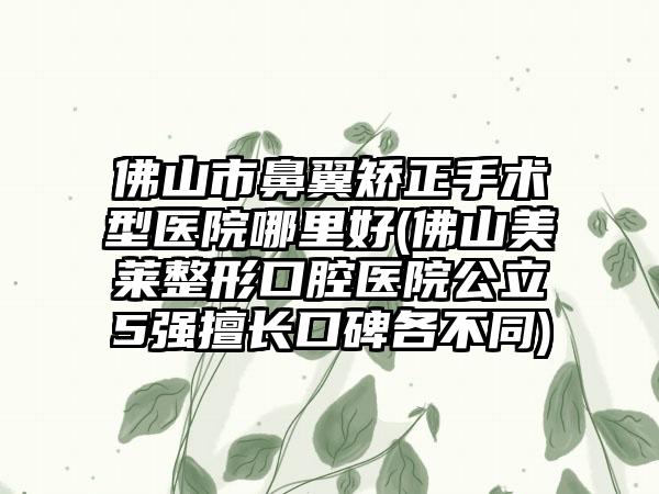 佛山市鼻翼矫正手术型医院哪里好(佛山美莱整形口腔医院公立5强擅长口碑各不同)