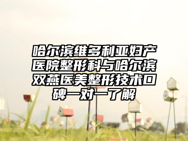 哈尔滨维多利亚妇产医院整形科与哈尔滨双燕医美整形技术口碑一对一了解