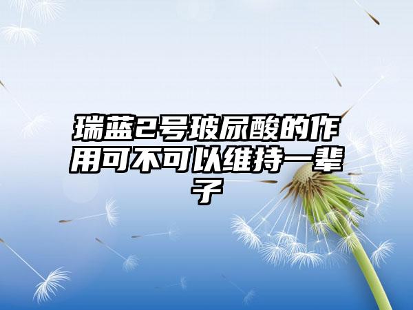 瑞蓝2号玻尿酸的作用可不可以维持一辈子