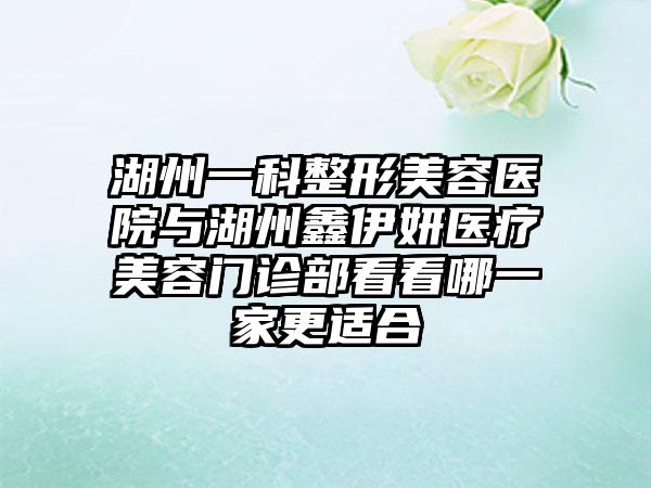 湖州一科整形美容医院与湖州鑫伊妍医疗美容门诊部看看哪一家更适合
