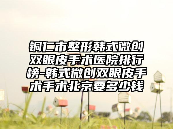 铜仁市整形韩式微创双眼皮手术医院排行榜-韩式微创双眼皮手术手术北京要多少钱