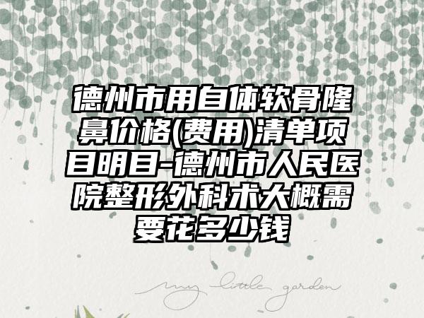 德州市用自体软骨隆鼻价格(费用)清单项目明目-德州市人民医院整形外科术大概需要花多少钱