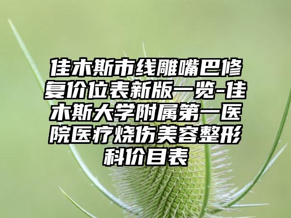 佳木斯市线雕嘴巴修复价位表新版一览-佳木斯大学附属第一医院医疗烧伤美容整形科价目表
