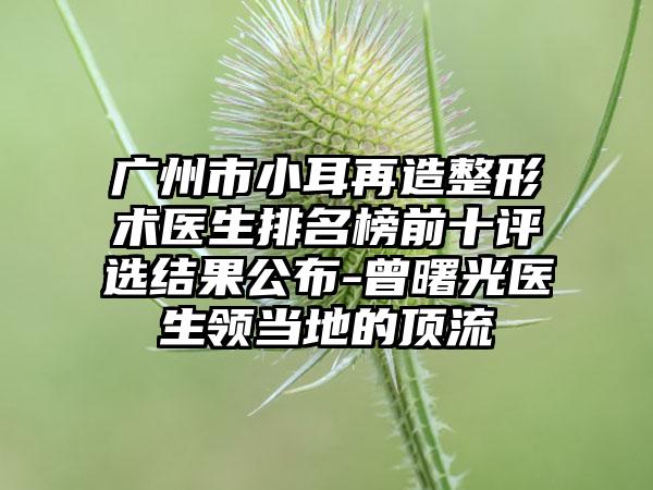 广州市小耳再造整形术医生排名榜前十评选结果公布-曾曙光医生领当地的顶流
