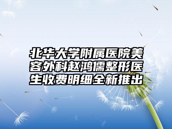 北华大学附属医院美容外科赵鸿儒整形医生收费明细全新推出