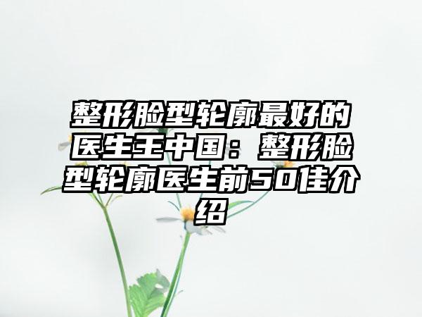 整形脸型轮廓最好的医生王中国：整形脸型轮廓医生前50佳介绍