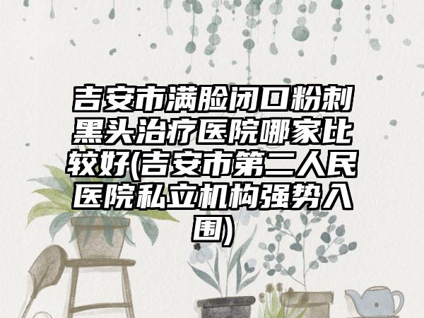 吉安市满脸闭口粉刺黑头治疗医院哪家比较好(吉安市第二人民医院私立机构强势入围)