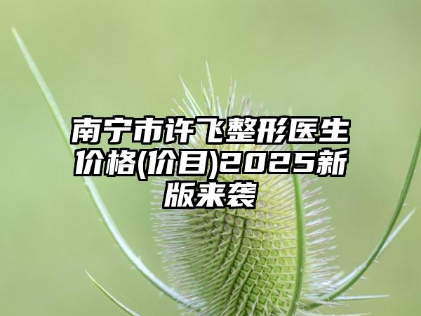 南宁市许飞整形医生价格(价目)2025新版来袭