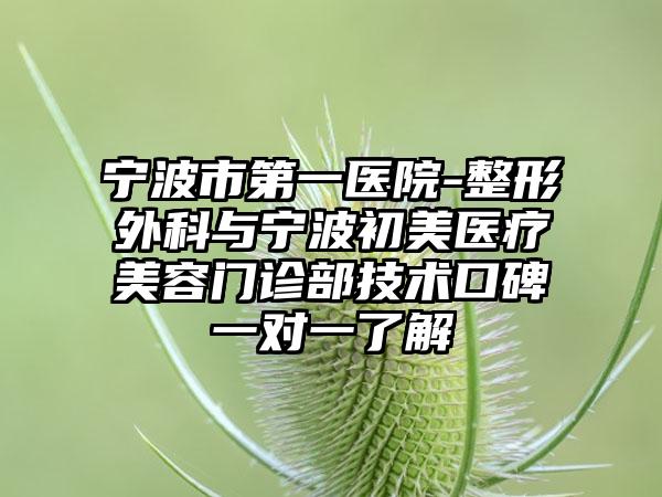 宁波市第一医院-整形外科与宁波初美医疗美容门诊部技术口碑一对一了解
