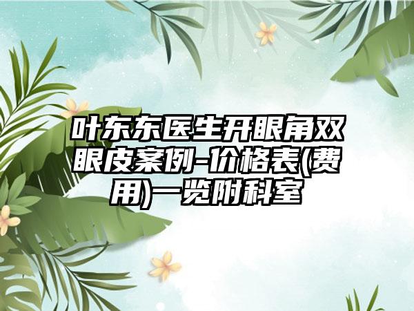 叶东东医生开眼角双眼皮案例-价格表(费用)一览附科室