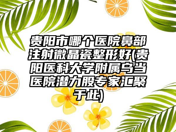 贵阳市哪个医院鼻部注射微晶瓷整形好(贵阳医科大学附属乌当医院潜力股专家汇聚于此)