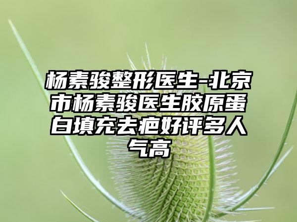 杨素骏整形医生-北京市杨素骏医生胶原蛋白填充去疤好评多人气高