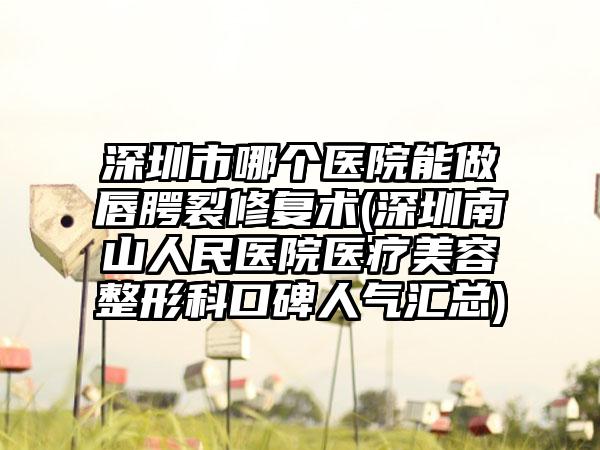深圳市哪个医院能做唇腭裂修复术(深圳南山人民医院医疗美容整形科口碑人气汇总)