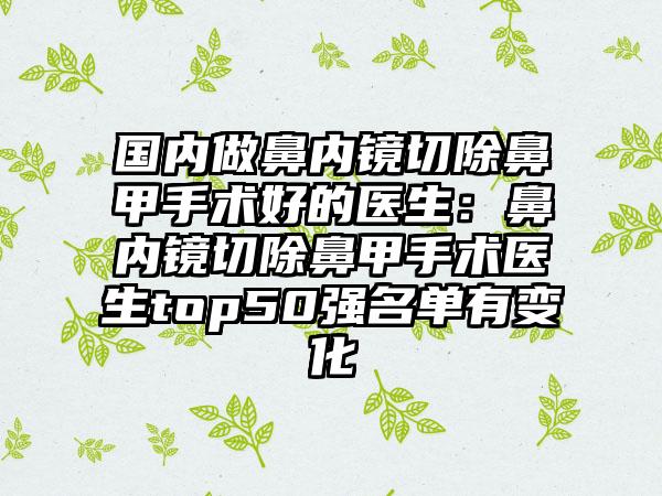 国内做鼻内镜切除鼻甲手术好的医生：鼻内镜切除鼻甲手术医生top50强名单有变化