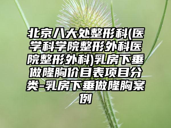 北京八大处整形科(医学科学院整形外科医院整形外科)乳房下垂做隆胸价目表项目分类-乳房下垂做隆胸案例
