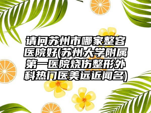 请问苏州市哪家整容医院好(苏州大学附属第一医院烧伤整形外科热门医美远近闻名)