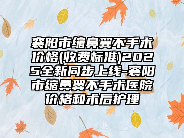 襄阳市缩鼻翼不手术价格(收费标准)2025全新同步上线-襄阳市缩鼻翼不手术医院价格和术后护理