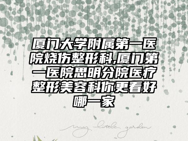 厦门大学附属第一医院烧伤整形科,厦门第一医院思明分院医疗整形美容科你更看好哪一家