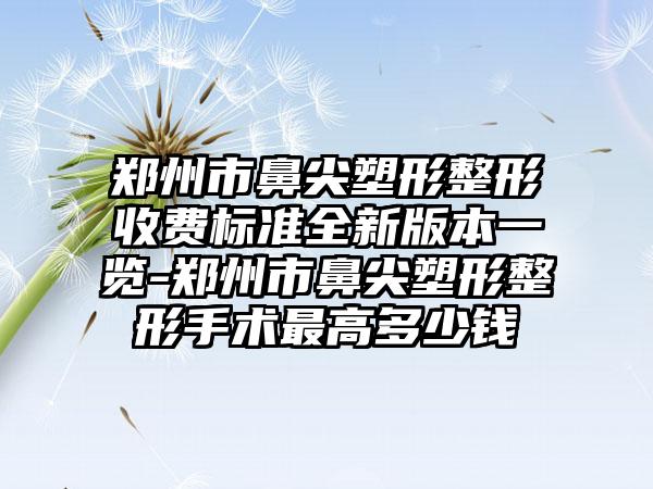 郑州市鼻尖塑形整形收费标准全新版本一览-郑州市鼻尖塑形整形手术最高多少钱