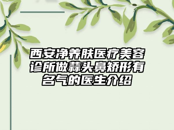 西安净养肤医疗美容诊所做蒜头鼻矫形有名气的医生介绍