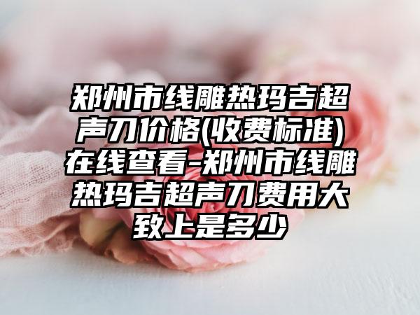 郑州市线雕热玛吉超声刀价格(收费标准)在线查看-郑州市线雕热玛吉超声刀费用大致上是多少