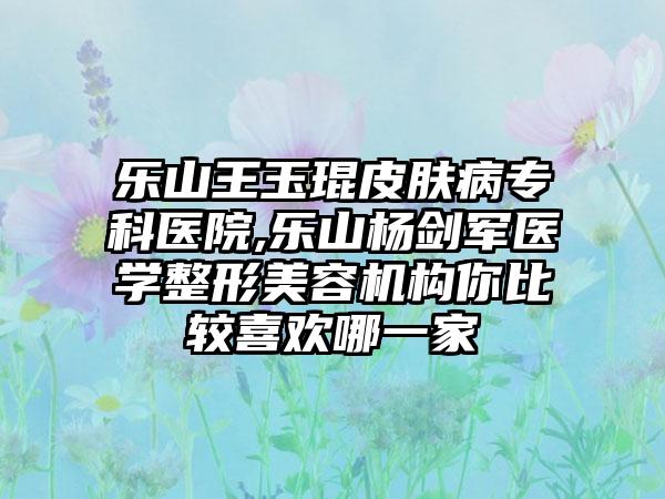 乐山王玉琨皮肤病专科医院,乐山杨剑军医学整形美容机构你比较喜欢哪一家