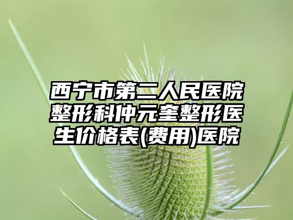 西宁市第二人民医院整形科仲元奎整形医生价格表(费用)医院