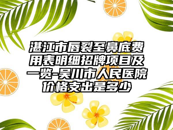湛江市唇裂至鼻底费用表明细招牌项目及一览-吴川市人民医院价格支出是多少